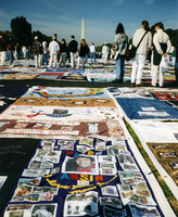 The Names Quilt unfolding of AIDS memorial quilt exhibit on the National Mall